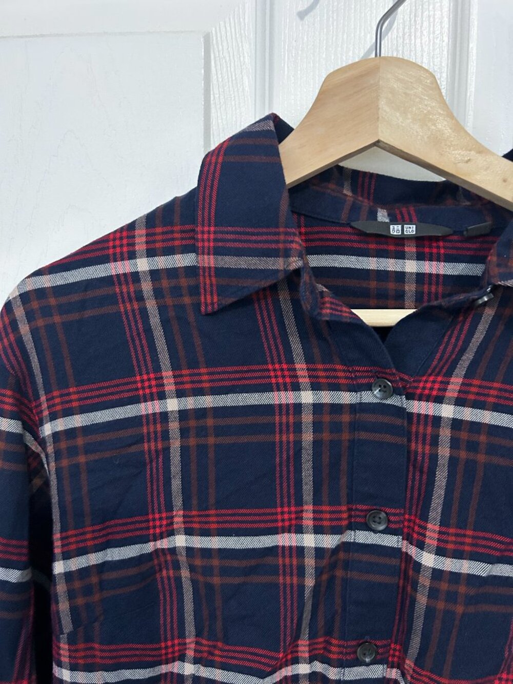 Uniqlo Tartan Plaid Flannel Button Up Drop Waist Dress With Pleated Skirt XS - Picture 2 of 3
